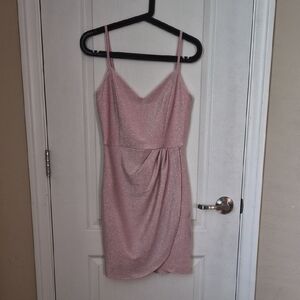 Elegant Pink Glitter Mini Dress